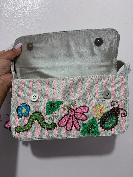 Pink Caterpillar and Butterfly Beaded Bag - Picture 6 of 7